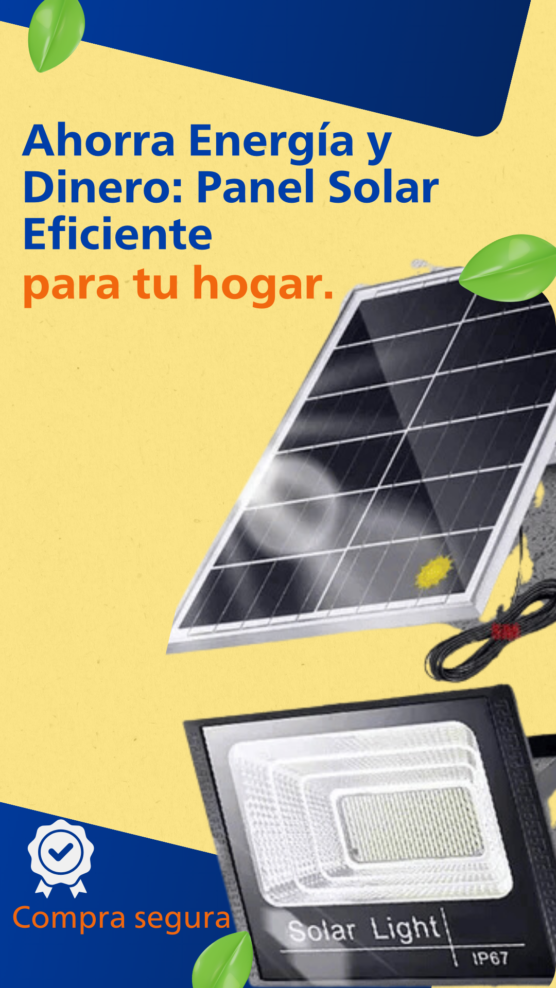 Reflector Solar 200w Exterior Lámpara Led Con Control + Panel
