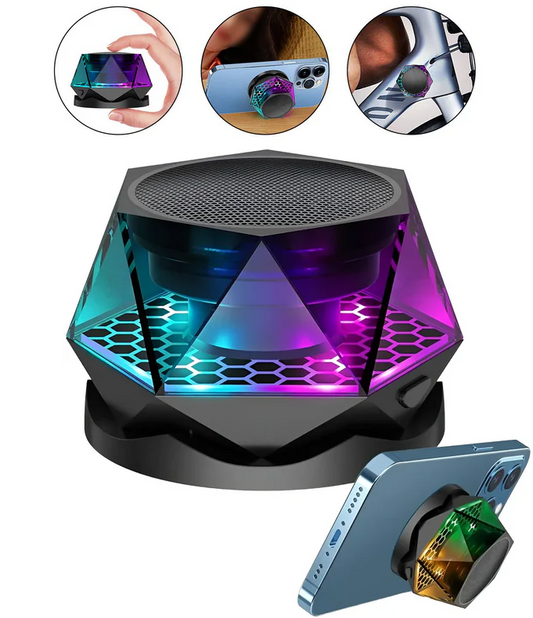 Parlante Altavoz Bluetooth Luces RGB Magnético Compacto Portátil Para Celular Y Mas Incluye Adhesivo