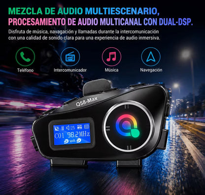 Intercomunicador Para Casco Moto Impermeable Bluetooth Con Pantalla