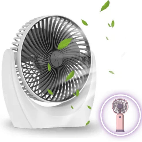 Ventilador 3 Velocidades Escritorio Hogar Carro Recargable Usb + Mini Ventilador Portátil