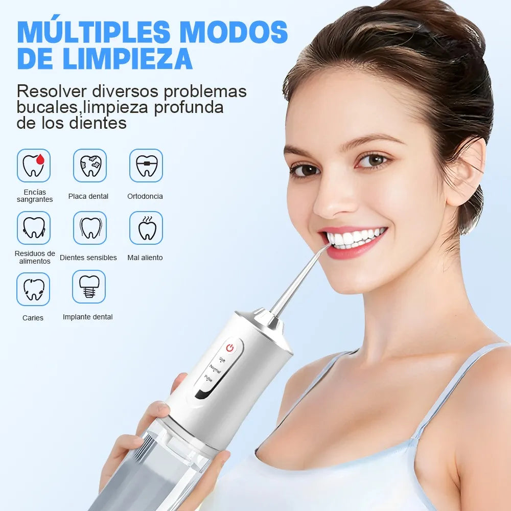 Irrigador Bucal De Dientes Portátil Con Limpiador De Lengua Recargable Usb