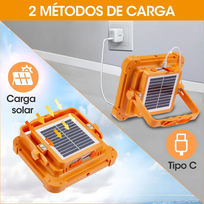 Reflector Solar 100W 5 En 1 Portátil Recargable Con Panel