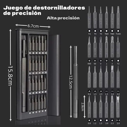 Kit Destornilladores 24 En 1 Alta Precisión Magnético + Estuche