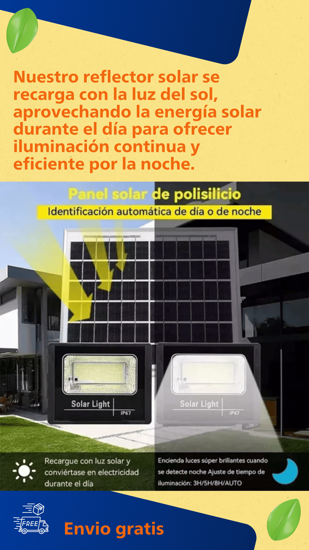 Reflector Solar 200w Exterior Lámpara Led Con Control + Panel