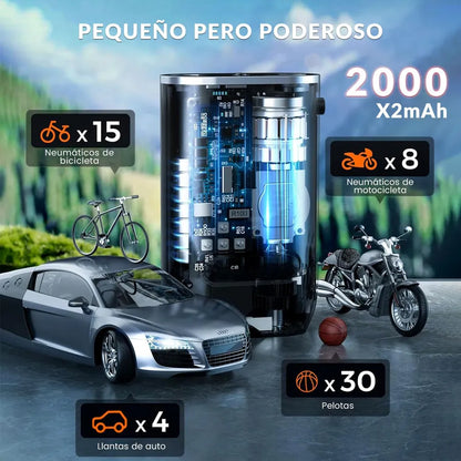Compresor De Aire Portátil Digital Recargable Inflador Auto Moto Bicicleta