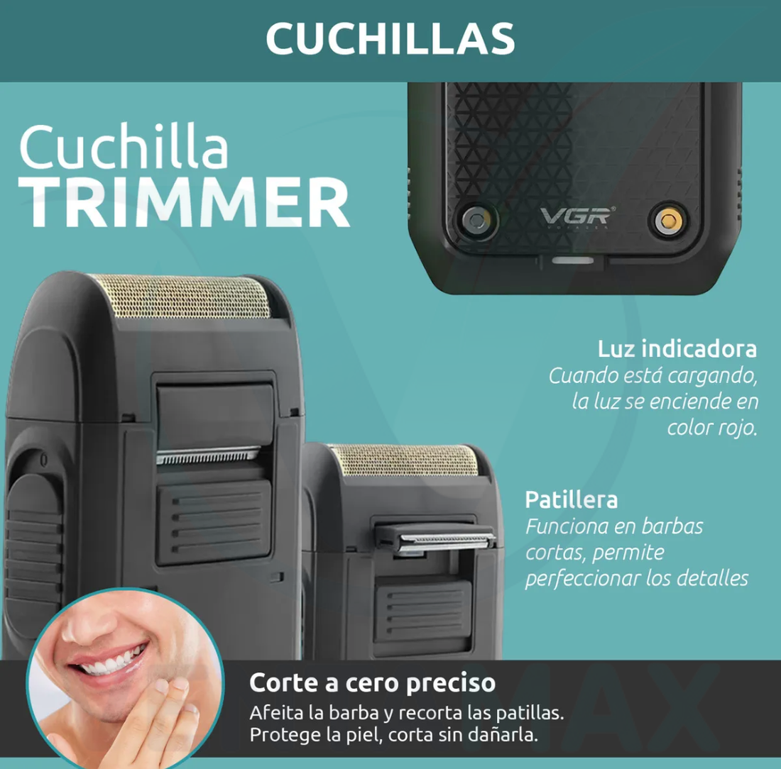 Maquina De Afeitar Inalámbrica VGR V-353 Original Recargable Usb Portatil