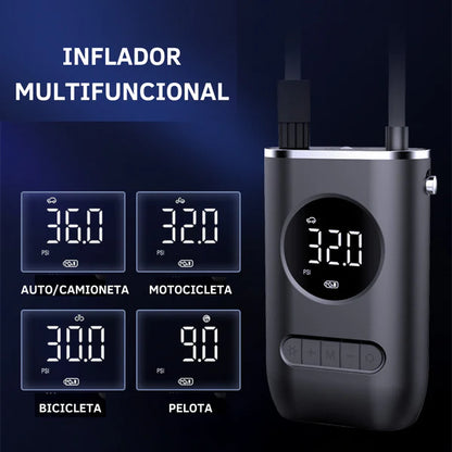 Compresor De Aire Portátil Digital Recargable Inflador Auto Moto Bicicleta