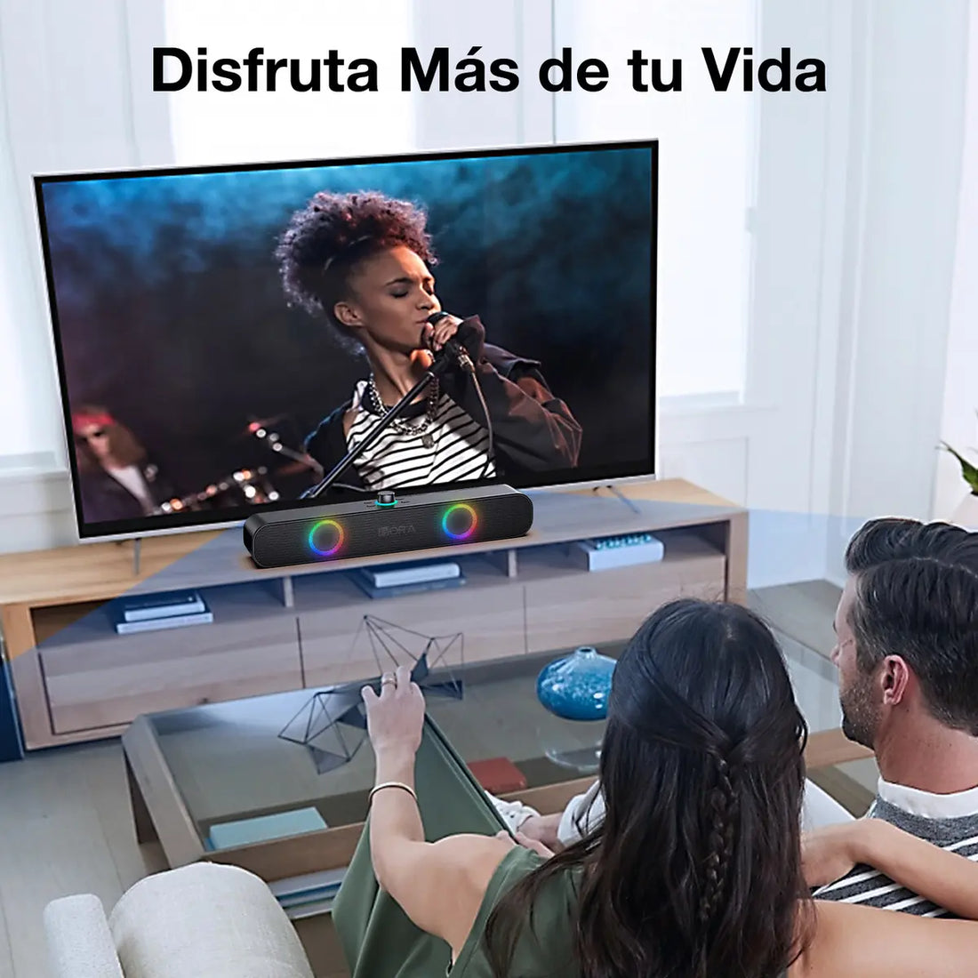 Barra De Sonido Bluetooth Luces Led Recargable Usb 2 Altavoces