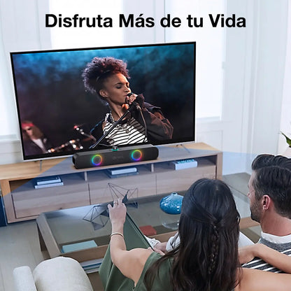 Barra De Sonido Bluetooth Luces Led Recargable Usb 2 Altavoces