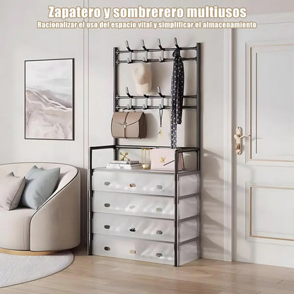 Zapatero Perchero 2 En 1 Organizador 5 Niveles Tapa Hasta 18 Pares