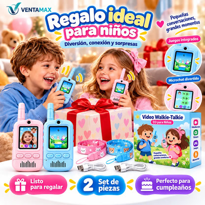 Kit X2 Walkie Talkie Con Video Para Niños Cámara Pantalla Recargable Juegos