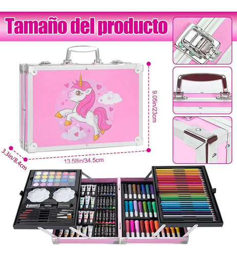 Set De Arte 145 Piezas Para Niños Maletín De Aluminio Dibujo Y Pintura
