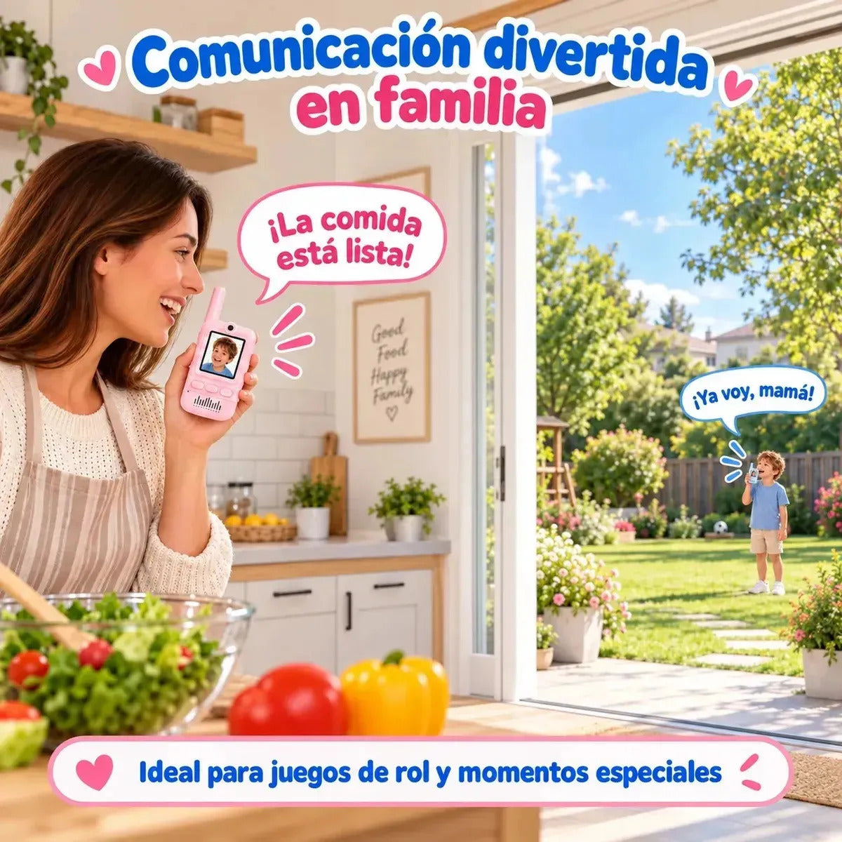 Walkie Talkie Con Video Para Niños X2 Cámara Pantalla Recargable Juegos