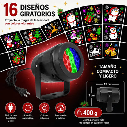 Proyector Luces Navidad Led 16 Diseños Giratorios Decoración Interior Rgb