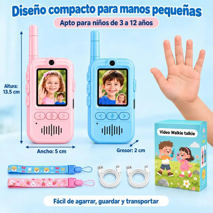 Walkie Talkie Con Video Para Niños X2 Cámara Pantalla Recargable Juegos