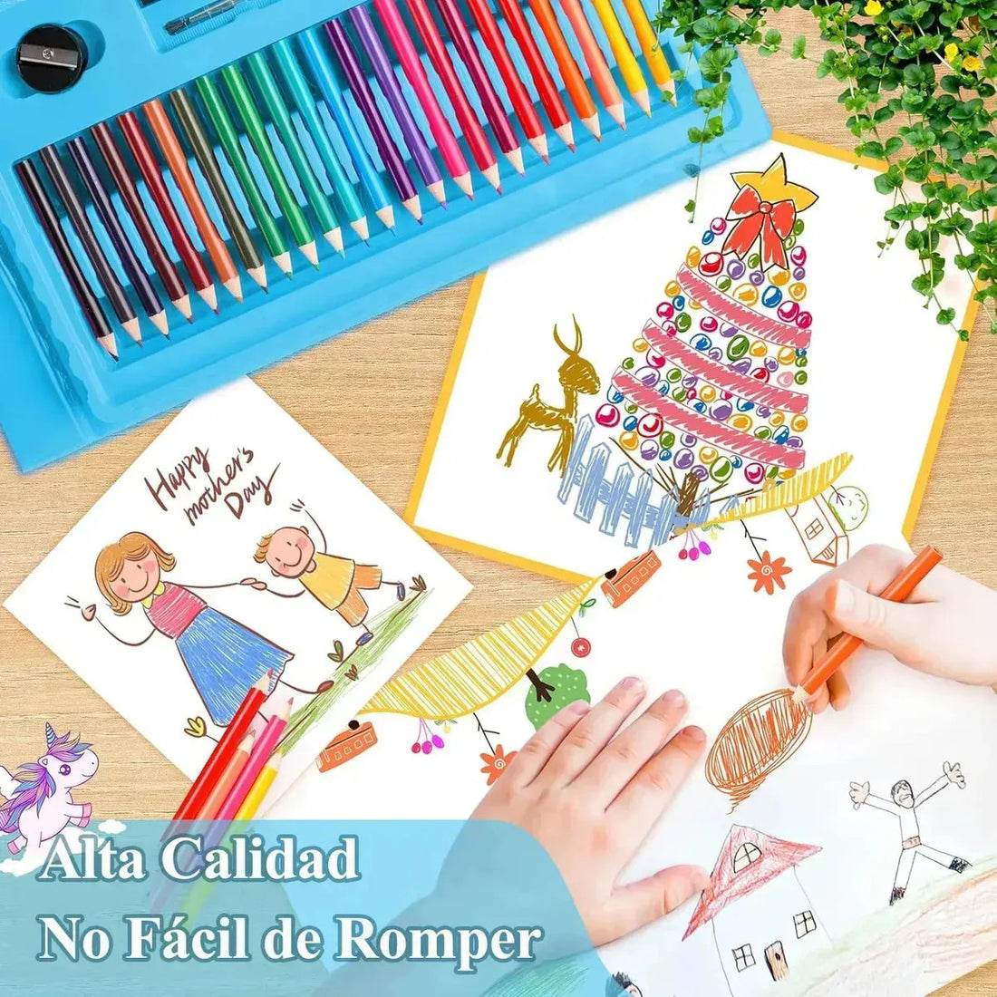 Kit De Arte 208 Piezas Para Niños Colores Crayones Acuarelas + Maletín