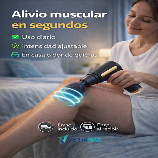 Masajeador Eléctrico 6 Velocidades Relajación Muscular Recargable Con 4 Cabezales