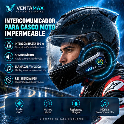 Intercomunicador Bluetooth Para Casco Moto Impermeable Llamadas