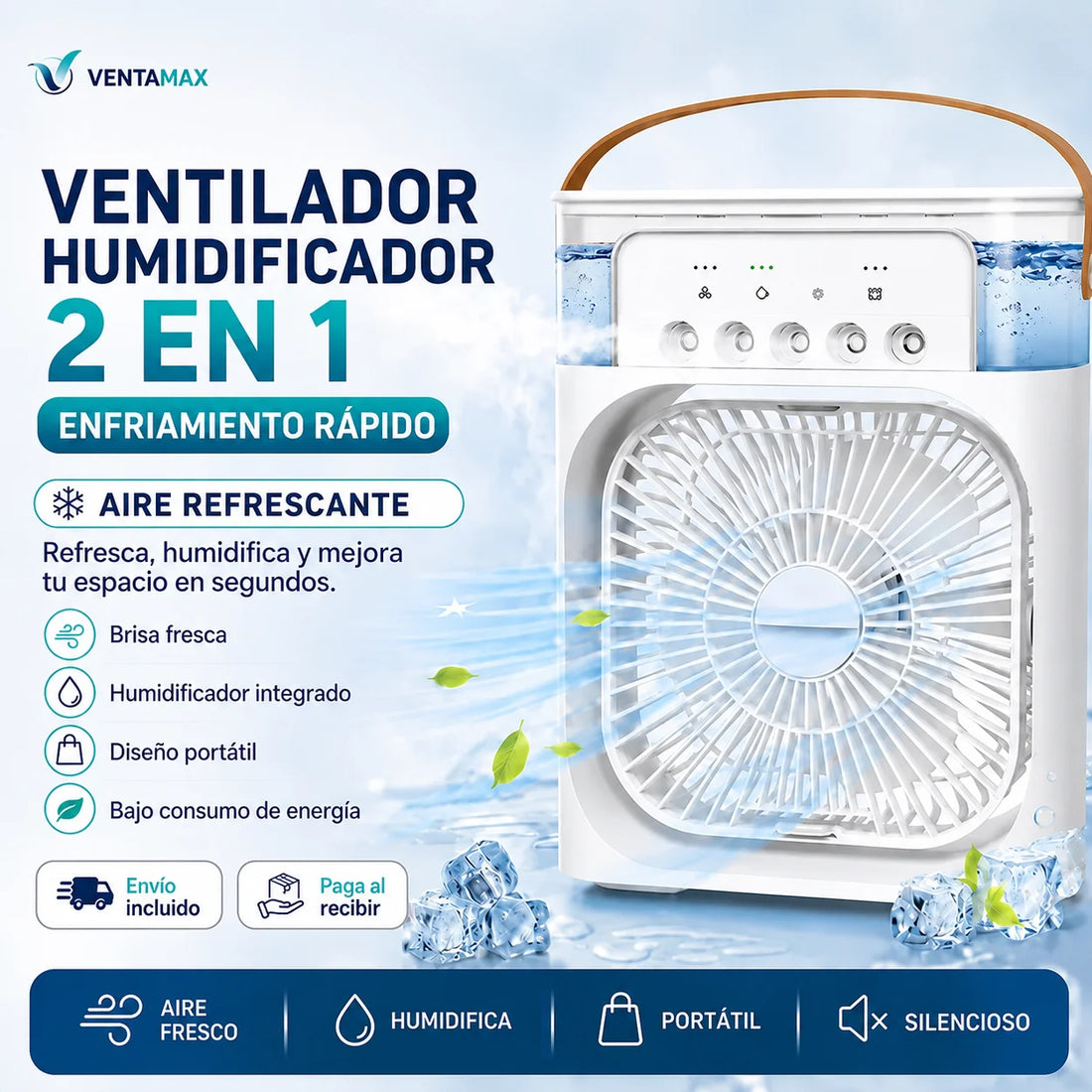 Ventilador Humidificador 2 En 1 Usb Portatil Silencioso Aire Refrescante