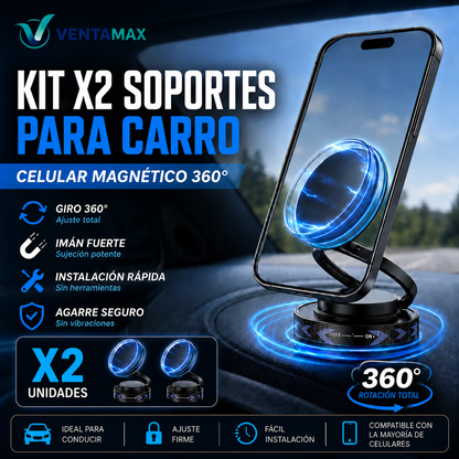 Kit X2 Soportes Para Celular Magnético Holder Gira 360° Universal