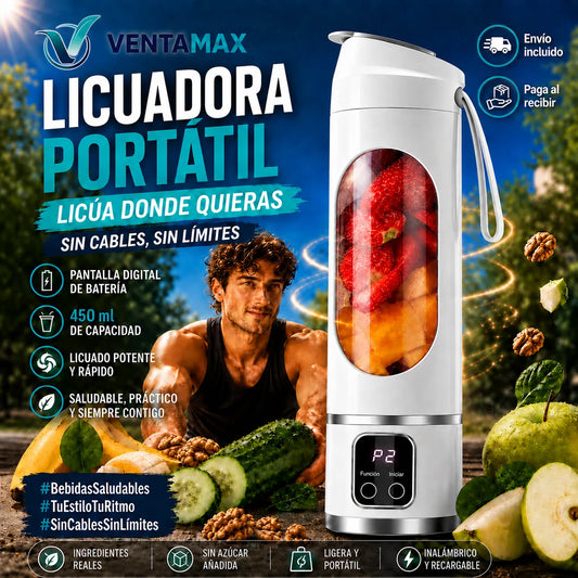 Licuadora Portátil 450ml Recargable Pantalla Digital Para Batidos Hogar Gym