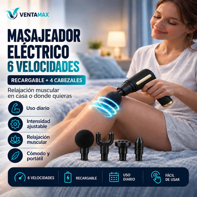 Masajeador Eléctrico 6 Velocidades Relajación Muscular Usb 4 Cabezales