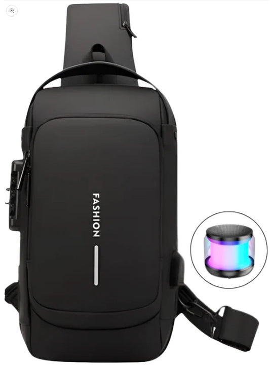 Mochila Cruzada Antirrobo Bolso Portátil Morral Impermeable Carga Dispositivos + Parlante RGB
