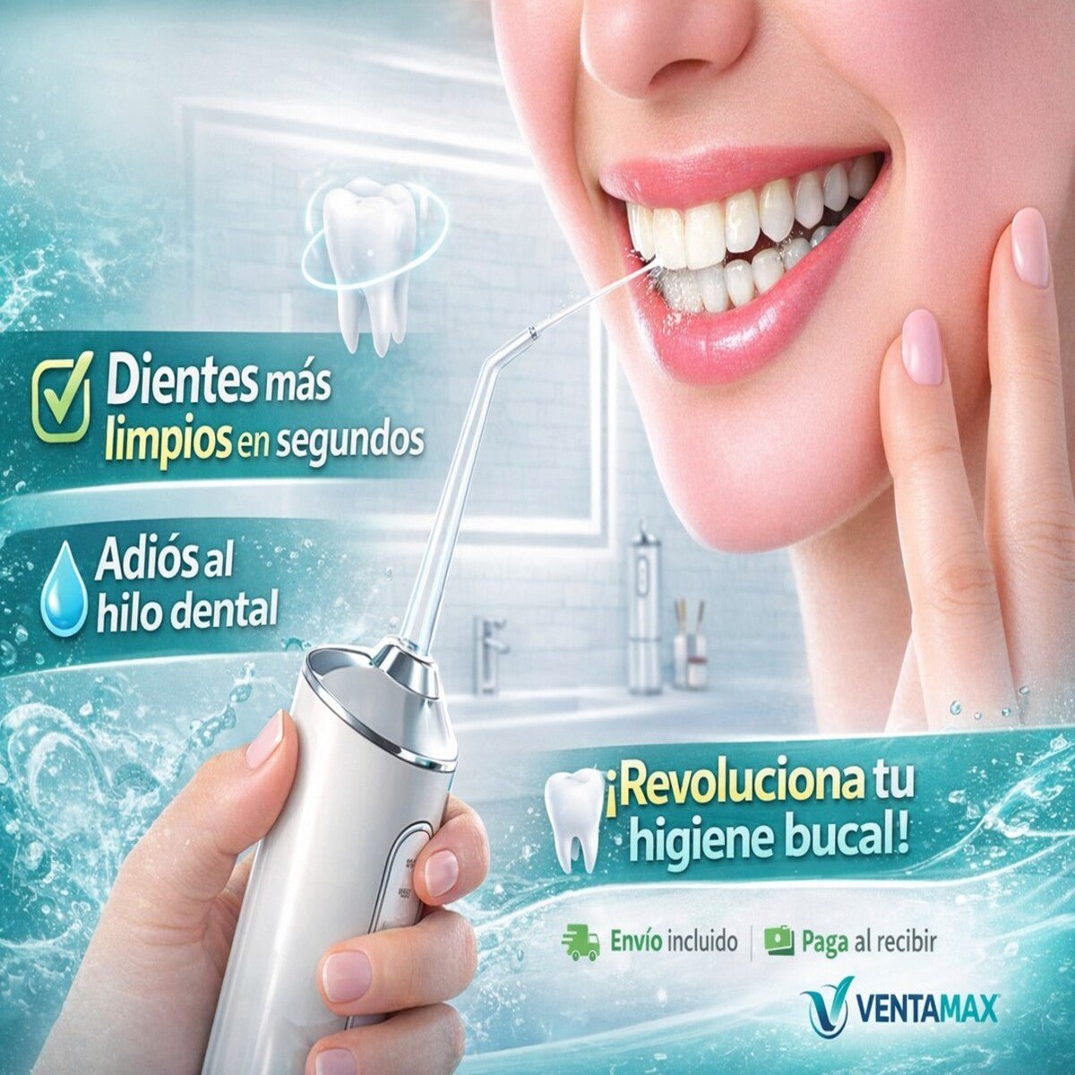 Irrigador Bucal De Dientes Portátil Con Limpiador De Lengua Recargable Usb - VentaMax