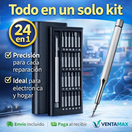 Kit Destornilladores 24 En 1 Alta Precisión Magnético + Estuche - VentaMax